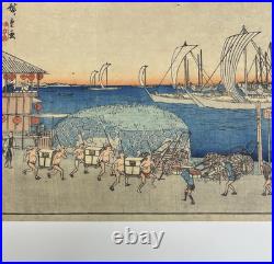 Antique 1840s Woodblock PrintView of Takanawa by Utagawa Hiroshige 9.5 x 14.25