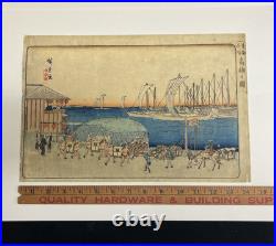 Antique 1840s Woodblock PrintView of Takanawa by Utagawa Hiroshige 9.5 x 14.25