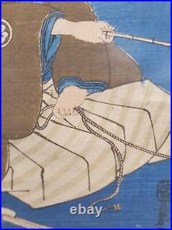 Antique 1852 Utagawa Kuniyoshi Ukiyo-e Japanese Woodblock Print, Kabuki Actors