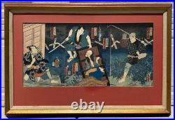 Antique 1861 Japanese Woodblock Print OnboboriGhost Story Utagawa Kunisada