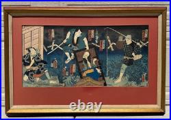 Antique 1861 Japanese Woodblock Print OnboboriGhost Story Utagawa Kunisada