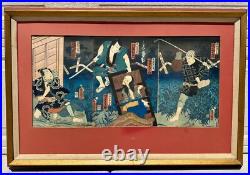 Antique 1861 Japanese Woodblock Print OnboboriGhost Story Utagawa Kunisada