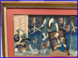 Antique 1861 Japanese Woodblock Print OnboboriGhost Story Utagawa Kunisada