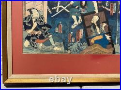 Antique 1861 Japanese Woodblock Print OnboboriGhost Story Utagawa Kunisada