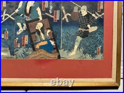 Antique 1861 Japanese Woodblock Print OnboboriGhost Story Utagawa Kunisada