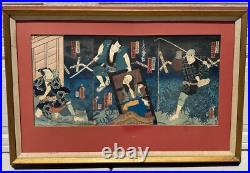 Antique 1861 Japanese Woodblock Print OnboboriGhost Story Utagawa Kunisada