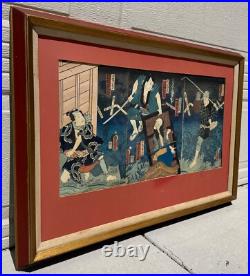 Antique 1861 Japanese Woodblock Print OnboboriGhost Story Utagawa Kunisada