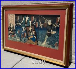 Antique 1861 Japanese Woodblock Print OnboboriGhost Story Utagawa Kunisada