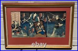 Antique 1861 Japanese Woodblock Print OnboboriGhost Story Utagawa Kunisada