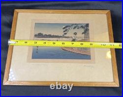 Antique 19th c Woodblock Print Utagawa Hiroshige II Sumida River Tokyo Japan