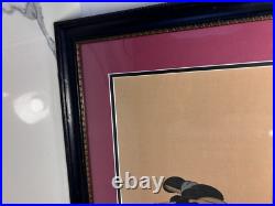 Antique Art Large Japanese Woodblock Print, A Beauty with Attendant, 42 x 21