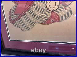 Antique Art Large Japanese Woodblock Print, A Beauty with Attendant, 42 x 21