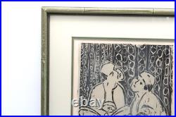 Antique Asian Woodblock Print Unsigned