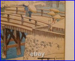Antique Framed Japanese Woodblock Print By Utagawa Hiroshige. Moonlit Prints