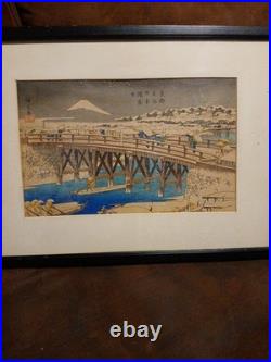 Antique Framed Japanese Woodblock Print By Utagawa Hiroshige. Moonlit Prints