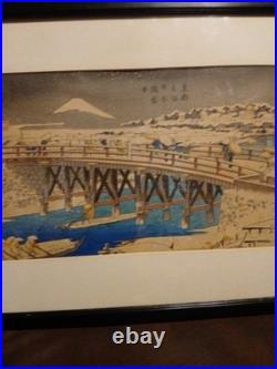 Antique Framed Japanese Woodblock Print By Utagawa Hiroshige. Moonlit Prints