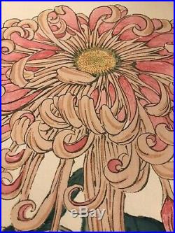Antique JAPANESE woodblock print flower art collectible design book painting