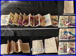 Antique Japan Shunga Paper picture on Book UKIYOE Erotic woodblock print-f1111