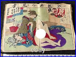 Antique Japan Shunga Paper picture on Book UKIYOE Erotic woodblock print-f1111