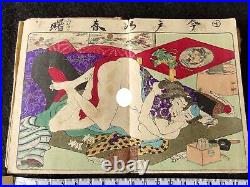 Antique Japan Shunga Paper picture on Book UKIYOE Erotic woodblock print-f1111