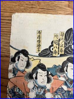 Antique Japanese 3 panel Woodblock Print Actors by Utagawa Kunisada 1852