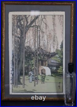 Antique Japanese Ukiyo-e Woodblock Print Cherry Tree in Kawagoe Hiroshi Yoshida