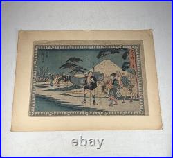 Antique Japanese Woodblock Print Hiroshige Fujisawa Yugyoji Temple Tokaido Art