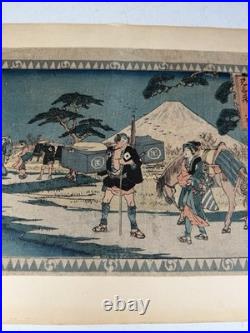 Antique Japanese Woodblock Print Hiroshige Fujisawa Yugyoji Temple Tokaido Art