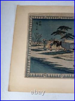 Antique Japanese Woodblock Print Hiroshige Fujisawa Yugyoji Temple Tokaido Art
