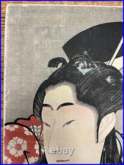 Antique Japanese Woodblock Print Kabuki Actor by Utagawa Kunimasa Ca. 1796