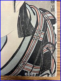 Antique Japanese Woodblock Print Kabuki Actor by Utagawa Kunimasa Ca. 1796