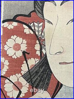 Antique Japanese Woodblock Print Kabuki Actor by Utagawa Kunimasa Ca. 1796