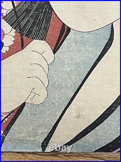 Antique Japanese Woodblock Print Kabuki Actor by Utagawa Kunimasa Ca. 1796