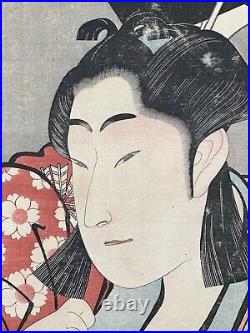 Antique Japanese Woodblock Print Kabuki Actor by Utagawa Kunimasa Ca. 1796