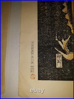 Antique Japanese Woodblock Print Pair Warriors