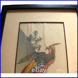 Antique Japanese Woodblock Print Utagawa Hiroshige Pheasant with Publishers Seal