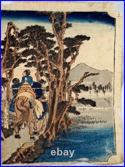 Antique Japanese Woodblock Print by Hiroshige 53 Stations of the Tokaido #14