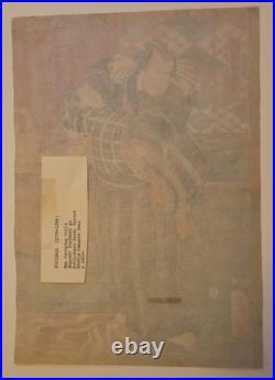 Antique Japanese Woodblock Print by Utagawa Kunisada Man with a Child c. 1853