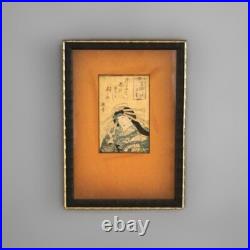 Antique Japanese Woodblock Print of Portrait by Kunisada, Framed, C1920