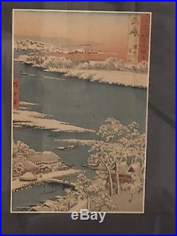 Antique Japanese Woodblock Prints (Framed) Lot of 2