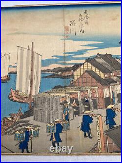Antique Japanese Woodblock Utagawa Hiroshige C19th On Laid Paper