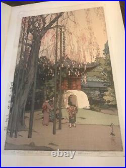 Antique Japanese artist YOSHIDA HIROSHI Woodblock PRINT Cherry Tree in Kawagoe