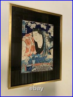 Antique Meiji Era Framed Woodblock Print