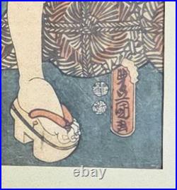 Antique Original Japanese Woodblock Print by Kunisada -Samurai- Framed c. 1860s