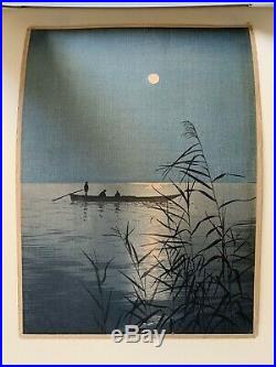 Antique Shoda Koho Woodblock Group Moonlit Sea Ukiyo-e Japanese Art Print