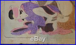 Antique Shunga Japanese wood block print on paper 1880s Japan erotic art