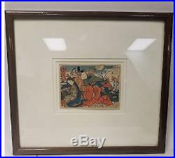 Antique Signed Japanese Shunga Ukiyo-e Woodblock Print #2