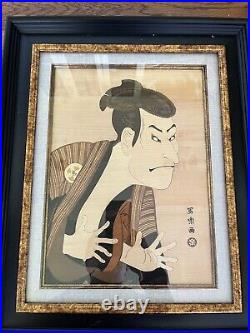 Antique Signed Japanese Woodblock Print of a Samurai Warrior