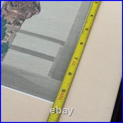 Antique Tsukioka Kogyo Noh Woodblock Print 1920s Shin Hanga Signed Framed Japan