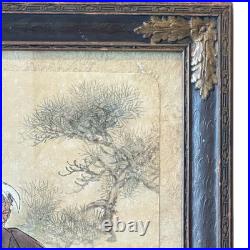 Antique Tsukioka Kogyo Woodblock Print The Old Man From Noh Play Takasago